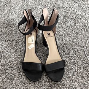 White Mountain Black Strappy Heels